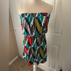 Multi colored strapless dress